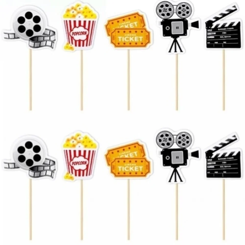 NWT 18 PCS Movie Night Cake Topper Happy Birthday Cake Decoration Movie Theme